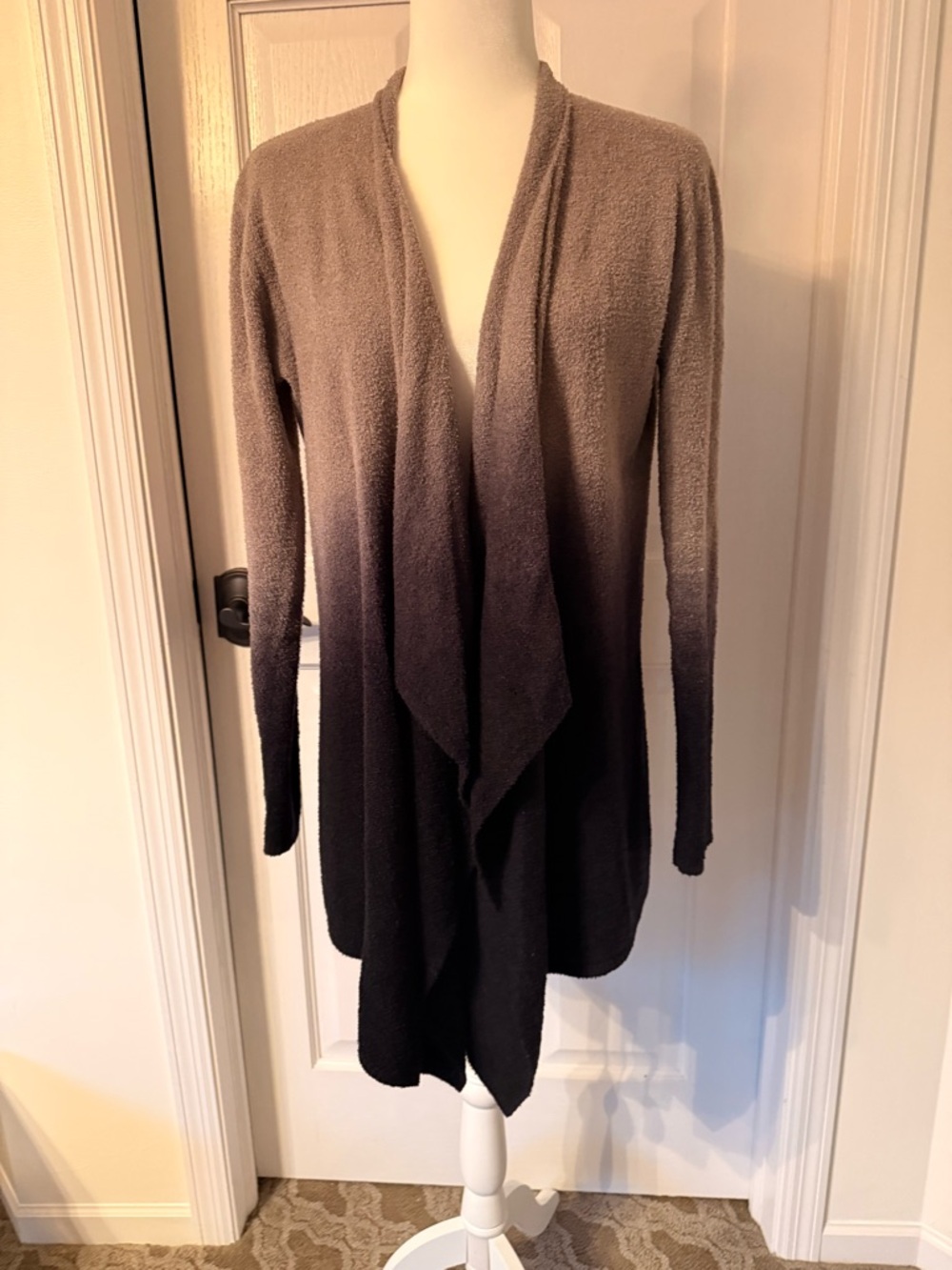 Barefoot Dreams Ombre Open-Front Cardigan in Gray and Black-Size S/M